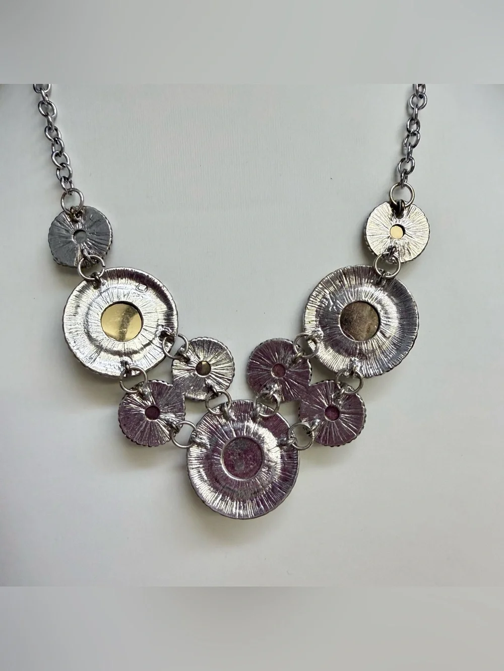 Vintage Premier Designs Chiffon silver tone bib necklace